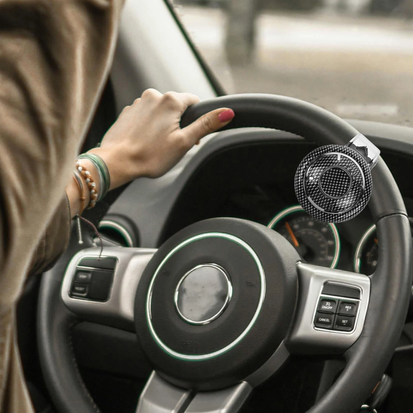 

Work-Saving Steering Wheel Knob Carbon Fiber Speed Ball Grip For Trucks Auto Driving Accessories Car Steering Wheel Booster