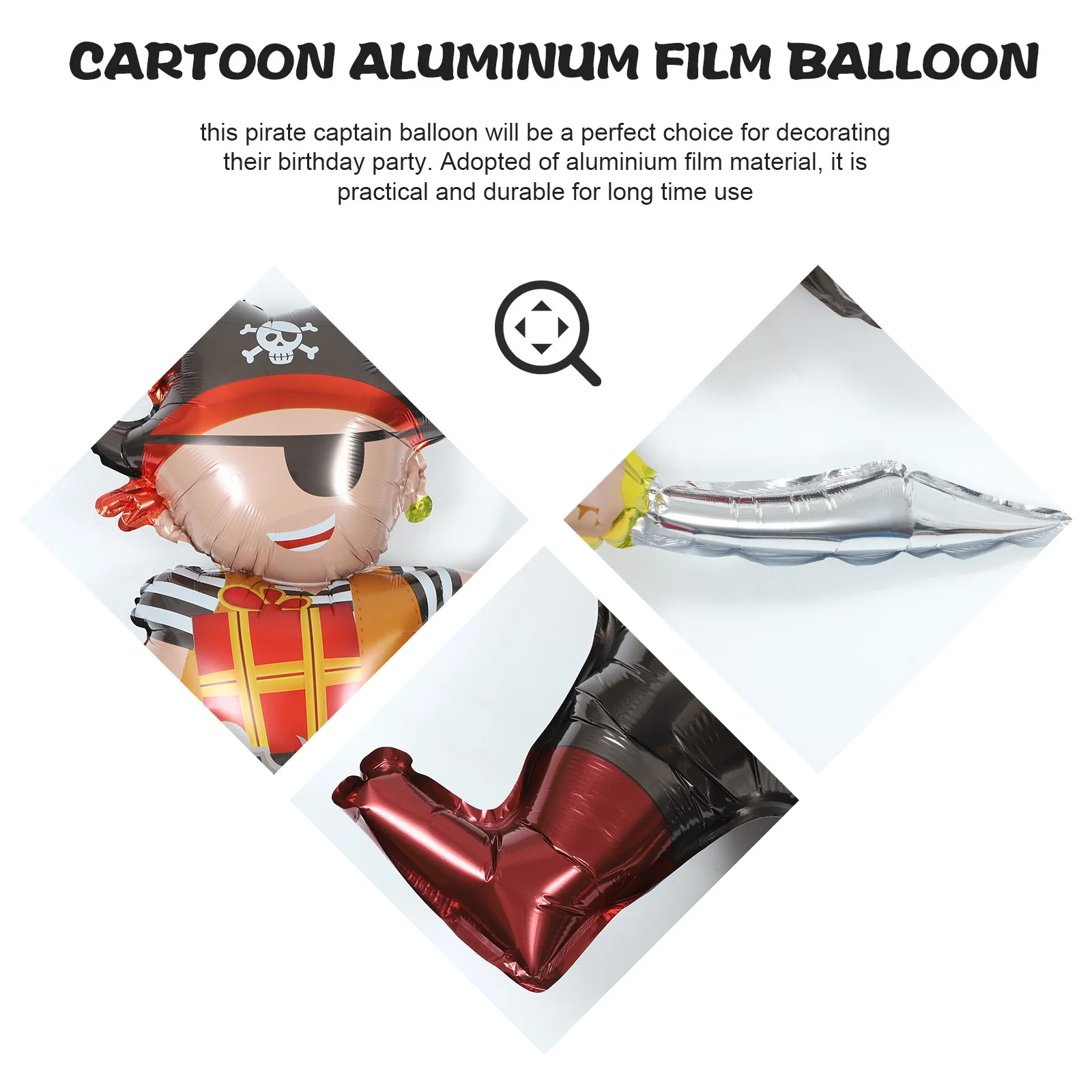 

3Pcs Pirate Captain Balloon Aluminum Foil Funny Party Decoration Birthday Supplies Pirate Balloons Boy Party Decorations