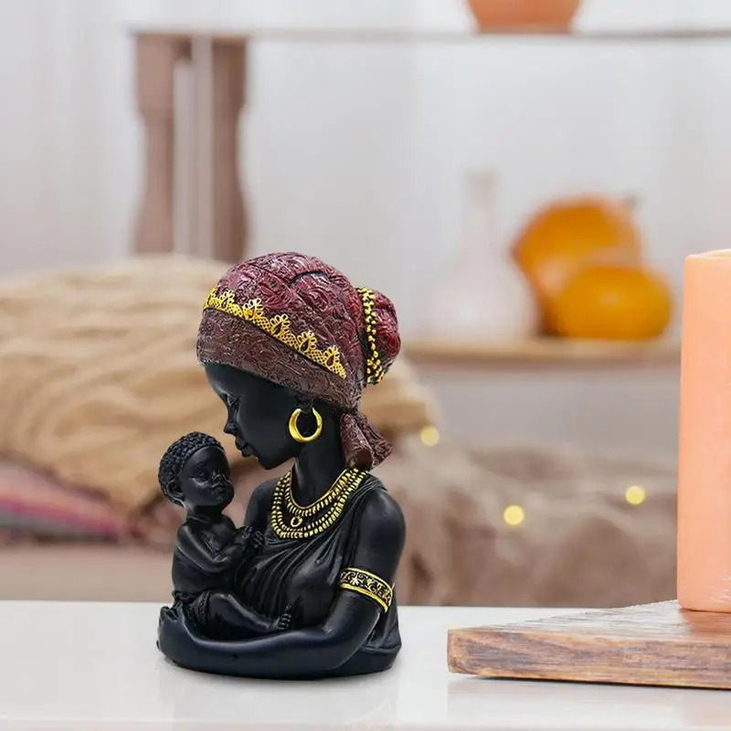 

African Decor For Home African Home Decor Mother And Child Modern Black Resin Ornaments Centerpieces For Bookshelf TV Cabinet