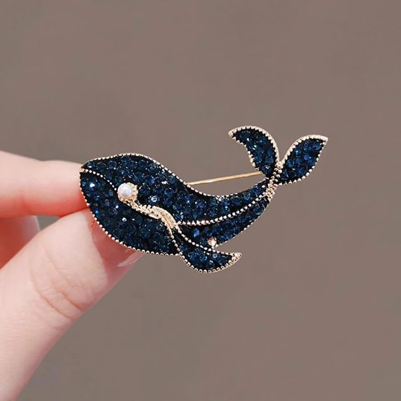 Elegant Fashion Personality Whale Brooch Corsage High-end Temperament Suit Pin Jewelry Accessories For Woman Party Wedding Gift