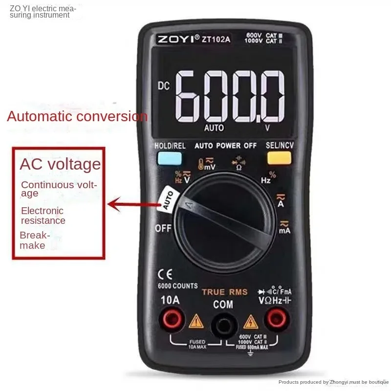 Digital Multimeter ZOYI ZT102A True RMS Auto Range Multimetro Voltmeter Ammeter Capacitance Temperature Ohm HZ NCV Tester