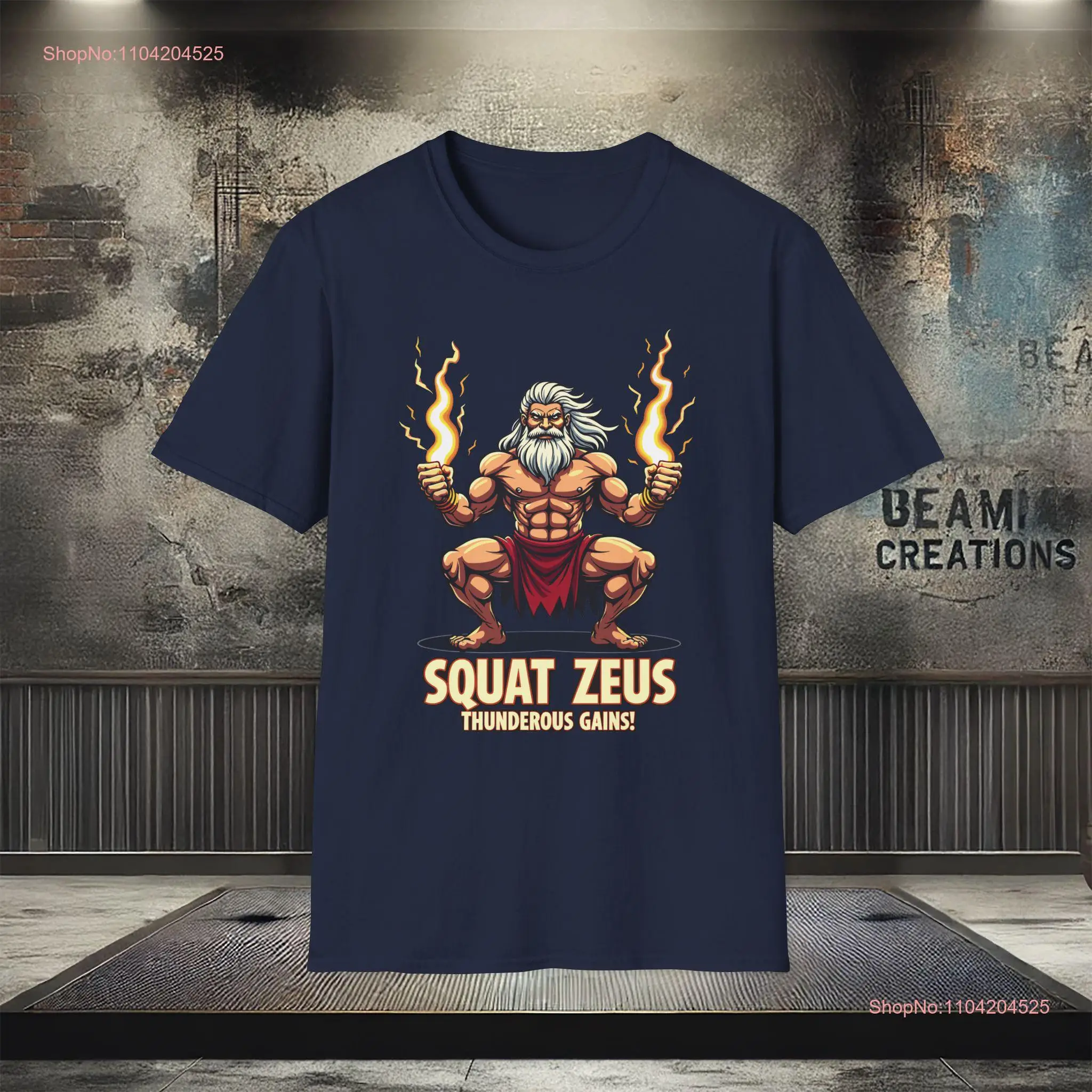 Squat Zeus Gym T Shirt Funny Greek Mythology Fitness Powerlifting Thunderous Gains Workout for Lovers