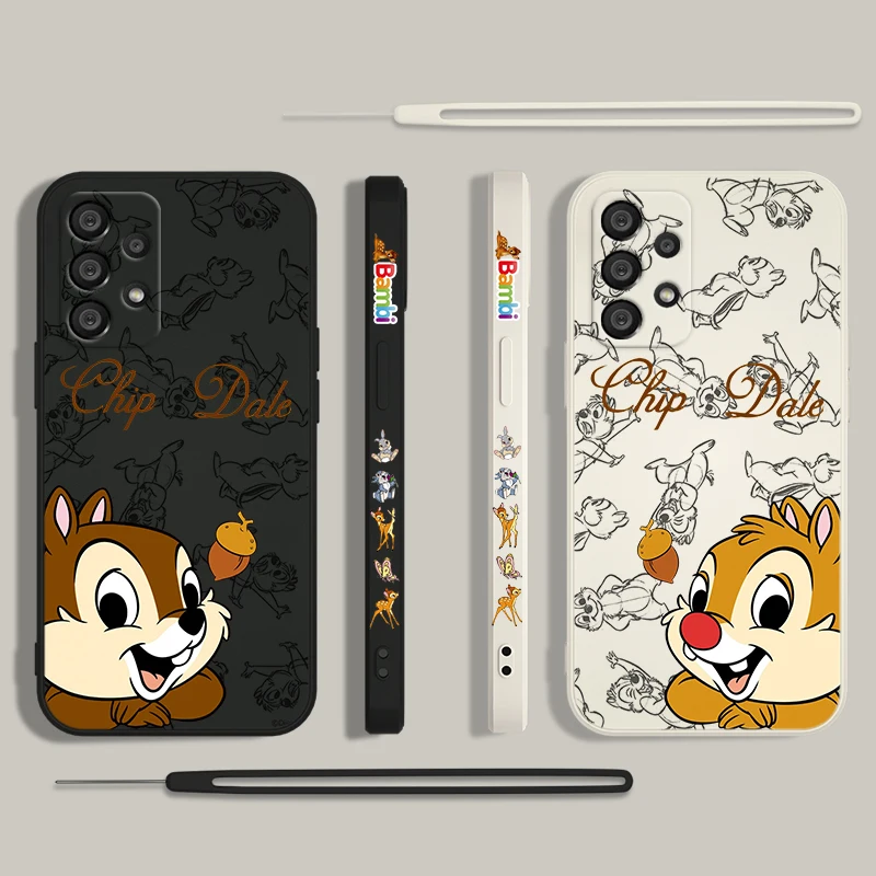 جراب هاتف أنيمي من Disney Chip Dale ، حبل يسار سائل ، مناسب لهواتف sabung A55 ، A53 ، A33 ، A52 ، A32 ، A71 ، A51 ، A21S ، A35 ، A25 ، 5G