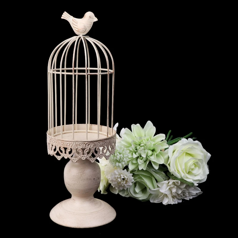 Metal Bird Cage Candlestick Wedding Bar Party Fairy Garden Yard Decor Present for New Married Couple Memorial Presents