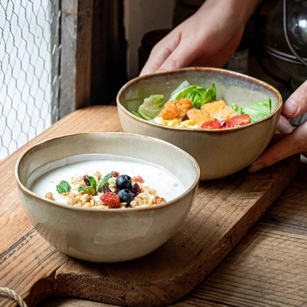 

Необычная керамическая миска, бытовая винтажная термостойкая микроволновая печь, безопасная для супа, риса, посуда, кухонная посуда, 500 мл, салатница с лапшой