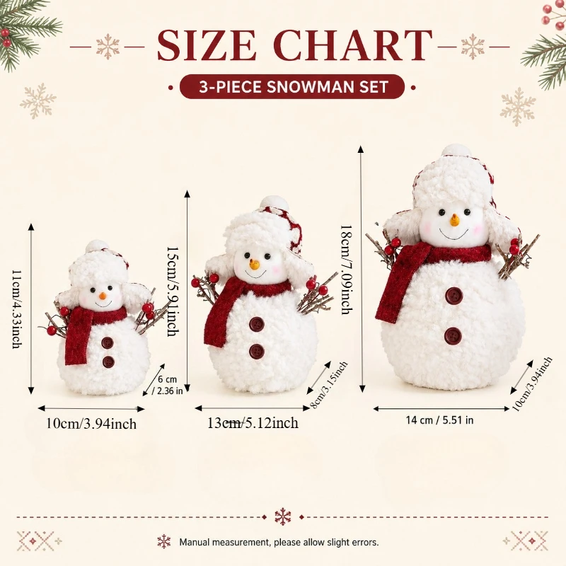 1Pcs Christmas snowman decoration ornament, red scarf berry branch snowman ornament, holiday party home desktop decoration