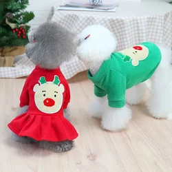 Pet Christmas Dress Christmas Elk Dog Clothes Couple Two Leg Clothes Bear Teddy Dog Autumn/Winter Velvet Clothes Dresses