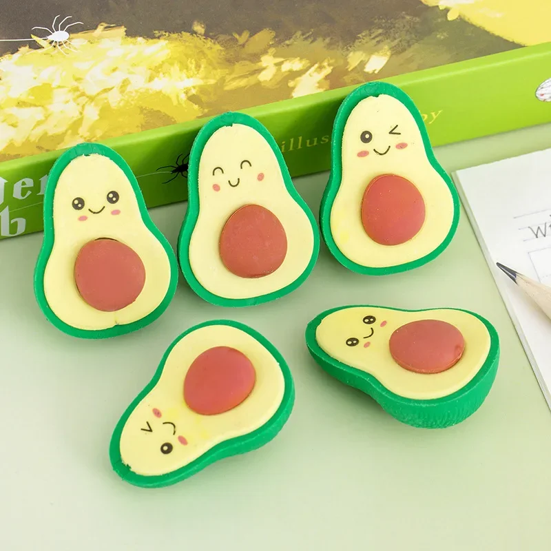 3 قطعة/الوحدة لطيف الكرتون Emote الأفوكادو ممحاة Furit محايات قلم رصاص المطاط انفصال Kawaii القرطاسية الاطفال اللوازم المدرسية الهدايا