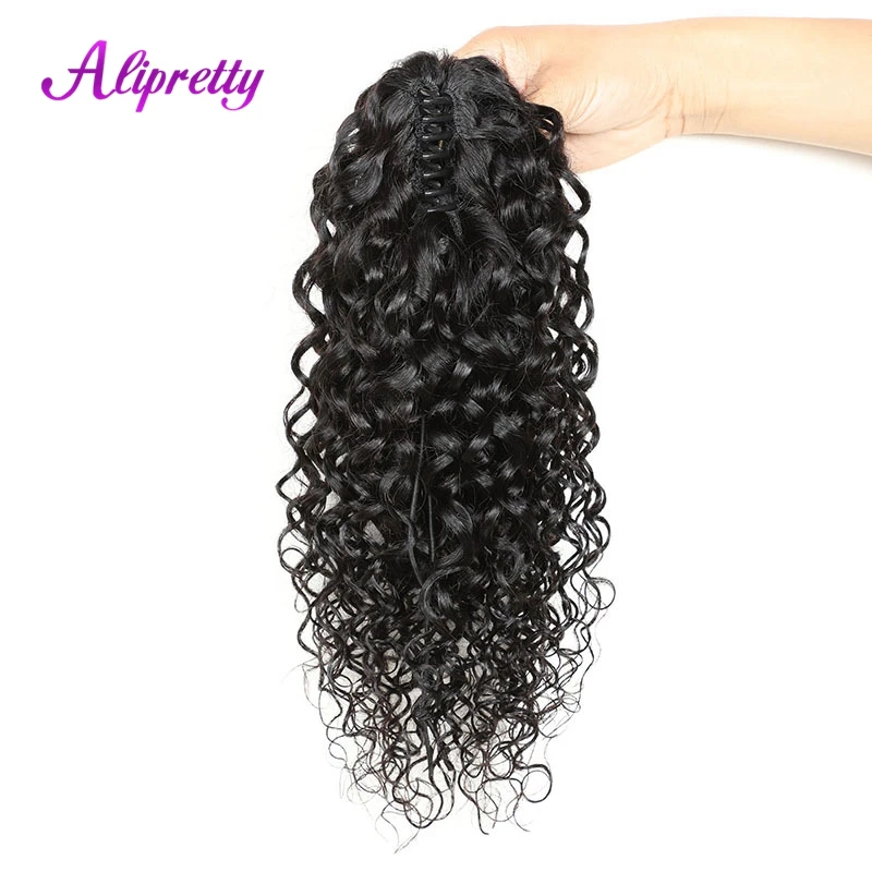 Alipretty Water Wave Paardenstaart Menselijk Haar Klauw Clip Op Paardenstaart Uitbreiding Voor Vrouwen Krullend Paardenstaart Haar Braziliaanse Haarstukken