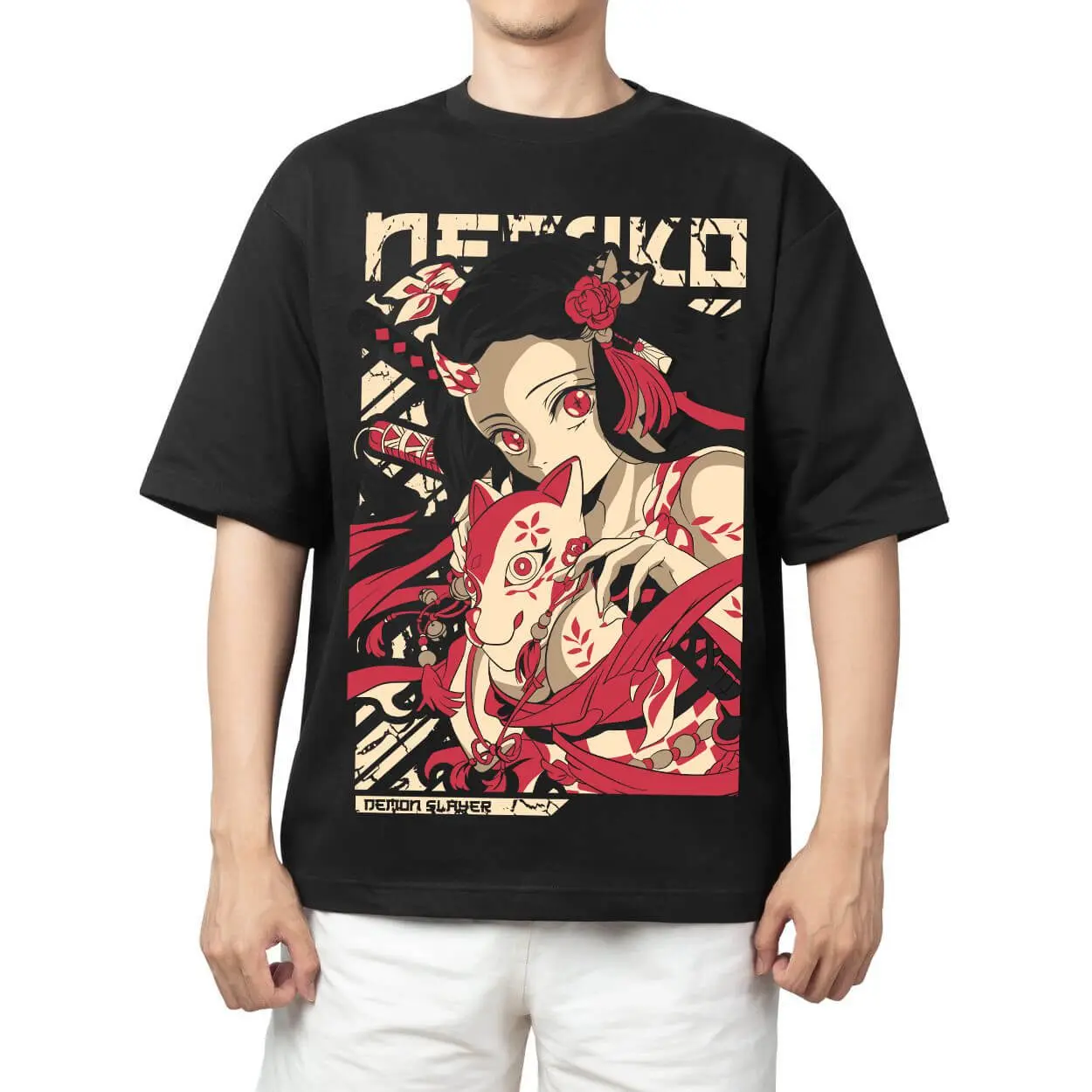 2026 Neues Demon Slayer Nezuko Kamado Traditionelles Bedrucktes Kurzarm-T-Shirt für Herren und Damen, Herren-Oberteil, Sport-T-Shirt