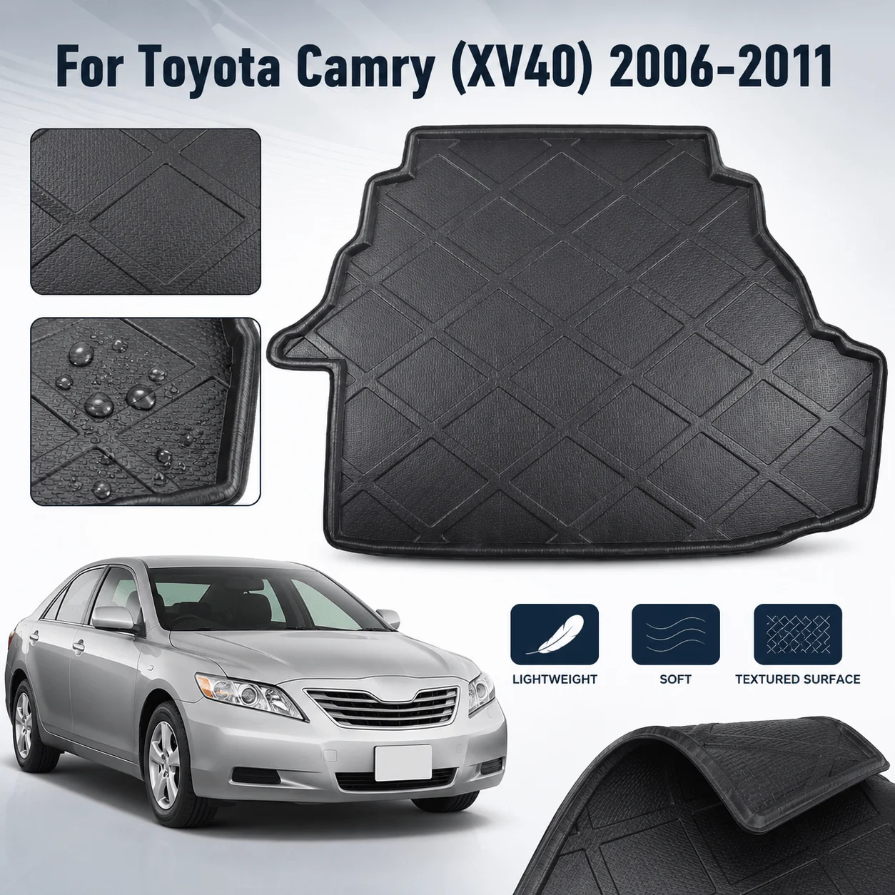 Für Toyota Camry (XV40) 2006-2011 Kofferraummatte Gepäckraumauskleidung Bodenmatte Auto Heckklappenmatte Zubehör Innenausstattung Nachrüstung