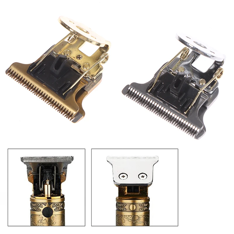 【AD】Professional T-Shaped Hair Clipper Blade with Stand T9 Blade Trimmer Replacement Head Replacement Clipper Head Gold/Silver