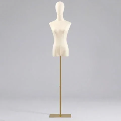 Fabric Cover Female Half-body Mannequins with Iron Base for Wedding Clothing Display Dummy Mannequin Dress Form Adjustable Shelf