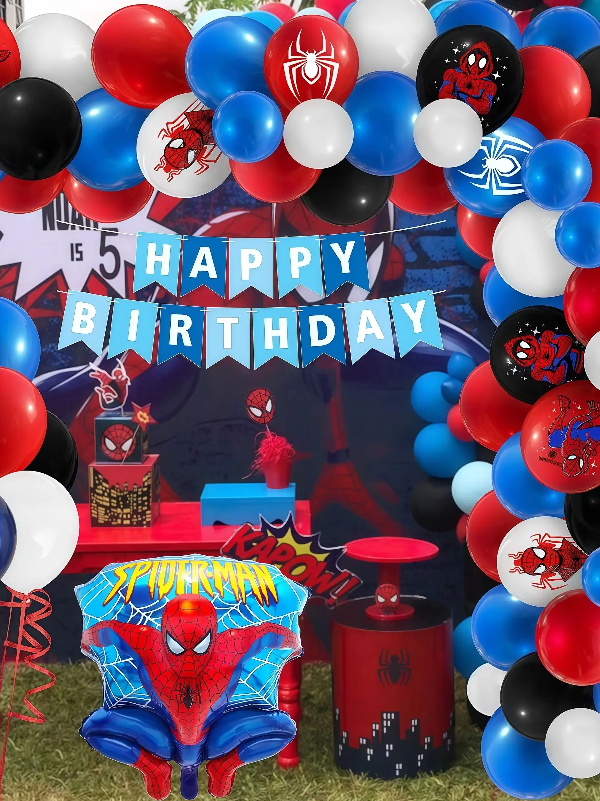 Spidey Riesenballons Roter Spinnen-Aluminiumfolienballon Superhelden-Geburtstagsparty-Dekoration Party-Fotorequisiten Babyparty Globos