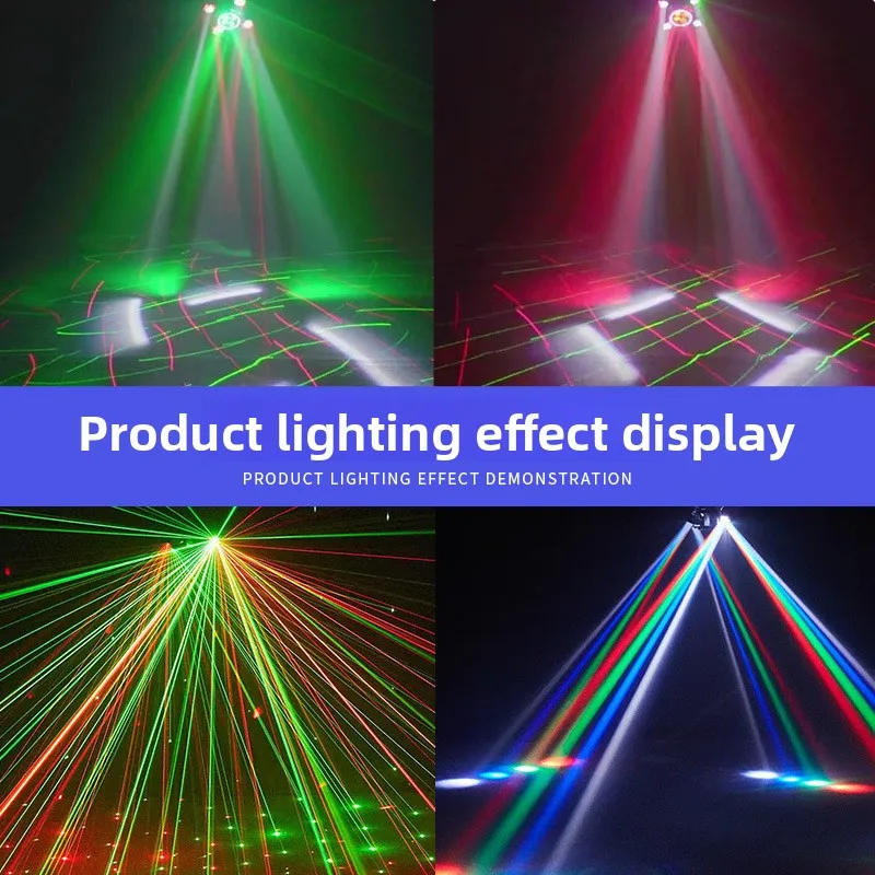 4-Arm Tornado 6in1 Moving Head Light with Remote, Sound Activated RGB Beam Stage Lamp for Home KTV Bar Party