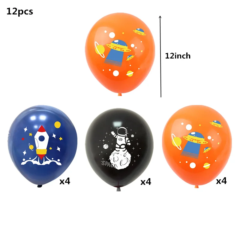 12pc 12inch  Mixed Astronaut Outer  Space  Latex Balloon Theme Kids Birthday  Party Decoration Supplies