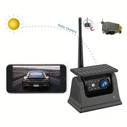 Update WiFi HD with Solar Panel 100M Magnetic Hitch Wireless Backup Camera Bus Van Truck RV Car DVR Front Rear View