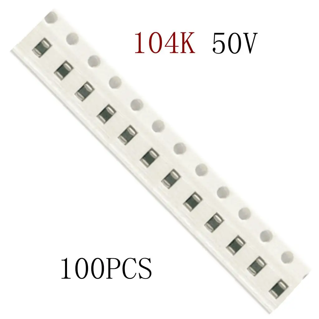 SMD 0805 0.1UF Ceramic Capacitor 104K 50V 100 Piece Kit for TV Computer Board Maintenance