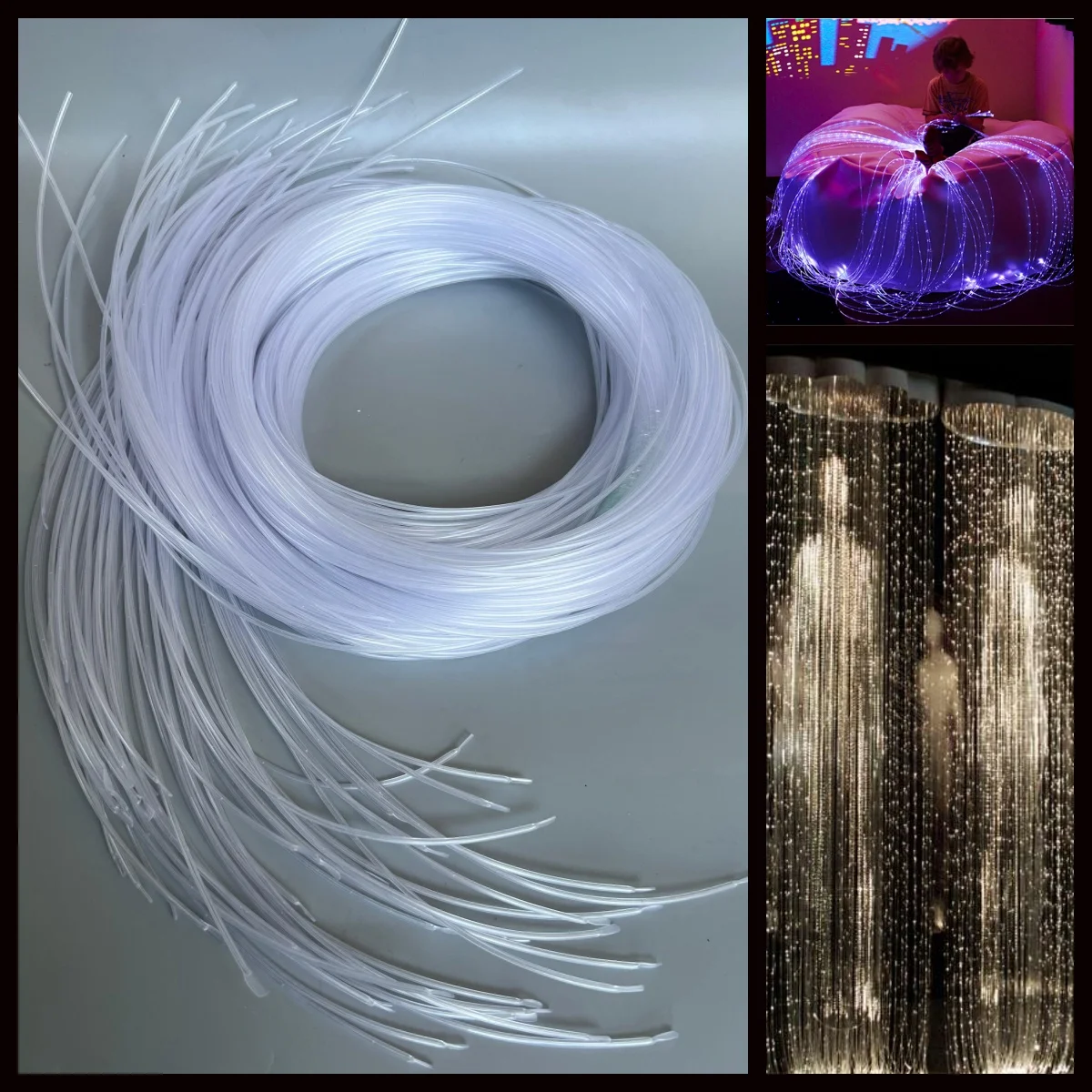 100pcs 1m Waterfall Side Pointed Emitting Light Optic Fiber Bundle Strands