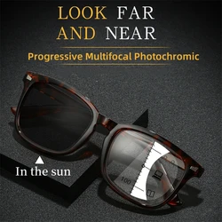 Men Women Multifocal Progressive Photochromic Reading Glasses Anti-blue Light Far Eyewear Sunglasses with Diopters +1.0 To +4.0