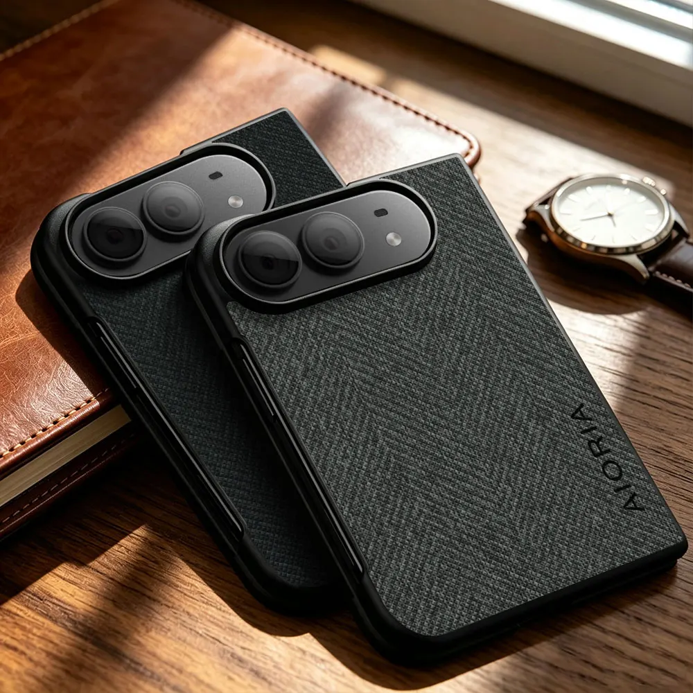 Hülle für iPhone Duo Ultra Fold, luxuriöse Textil-Leder-Handyhülle, weiche Schutzhülle für iPhone Duo, Capa. – Detail 1