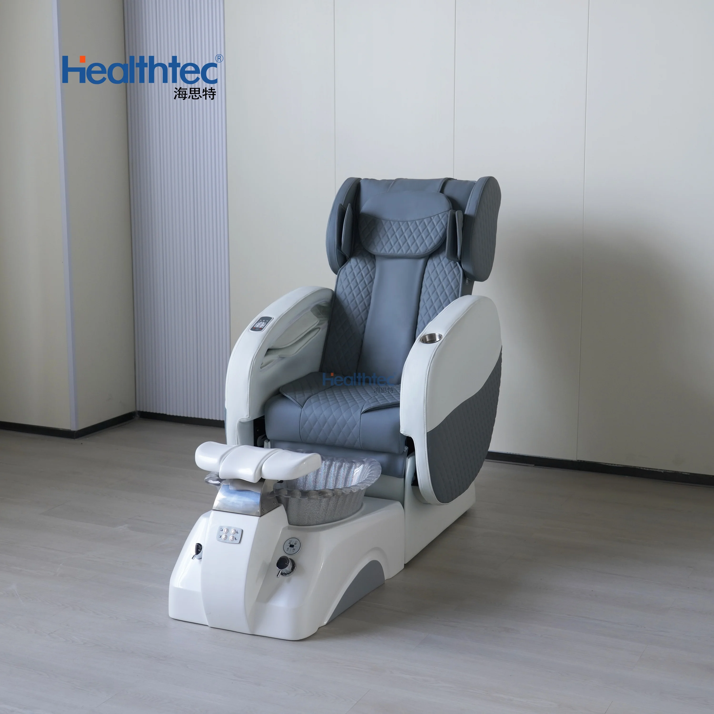 

Healthtec OEM Modern Luxury Beauty Nail Salon Furniture High Grade Foot Spa Massage Pedicure Chair No Plumbing