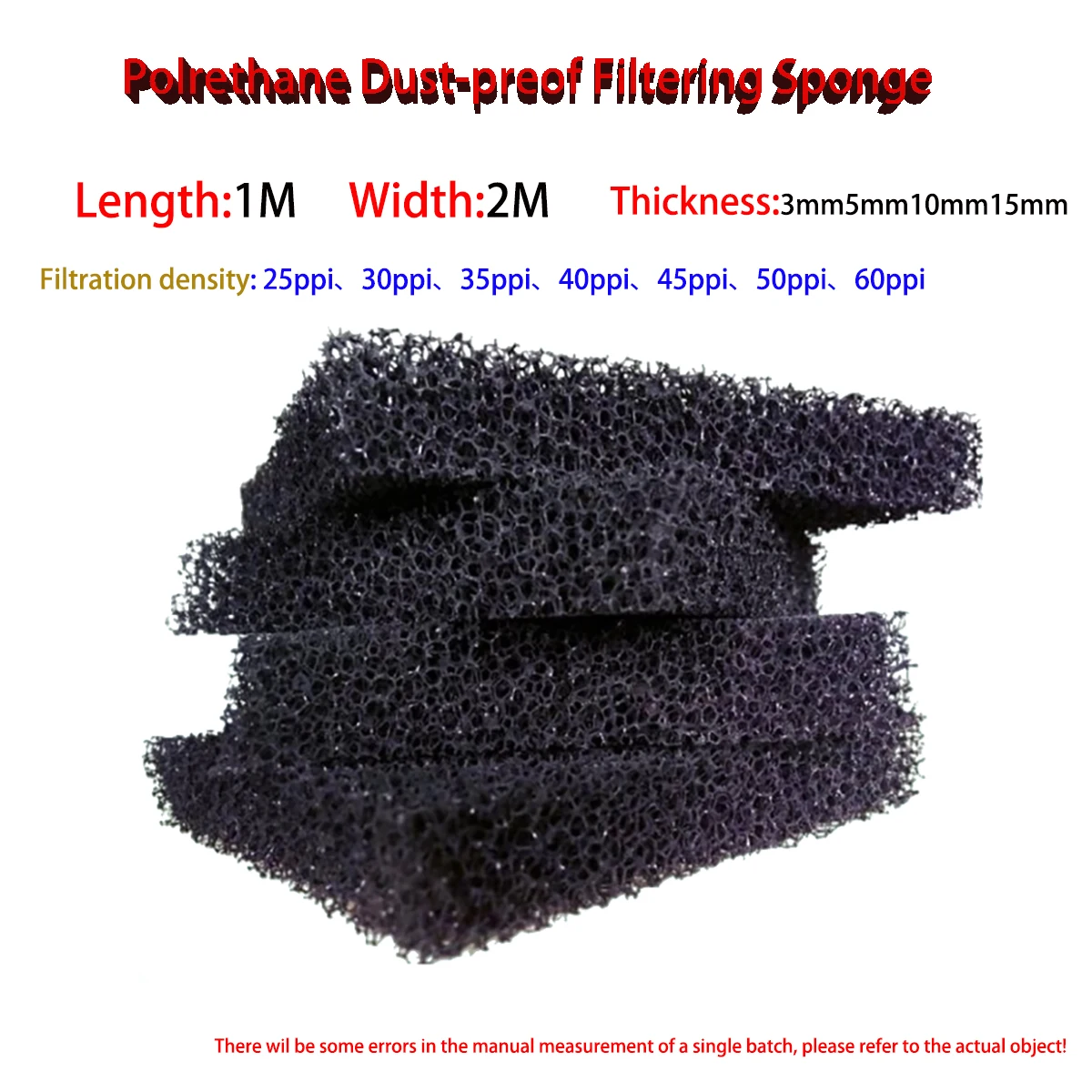 2M Wide Polyurethane Filter Sponge Flame-Retardant Dust-Proof Filter, Frequency Converter Fan, Electrical Box Air Filter Cotton