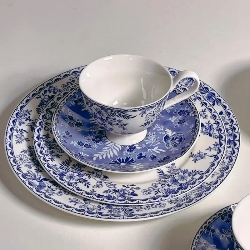Vintage Floral Ceramic Cups and Plates, Afternoon Tea Latte Cup Set with Antique Style Latte Cups, Exquisite and Niche Gifts