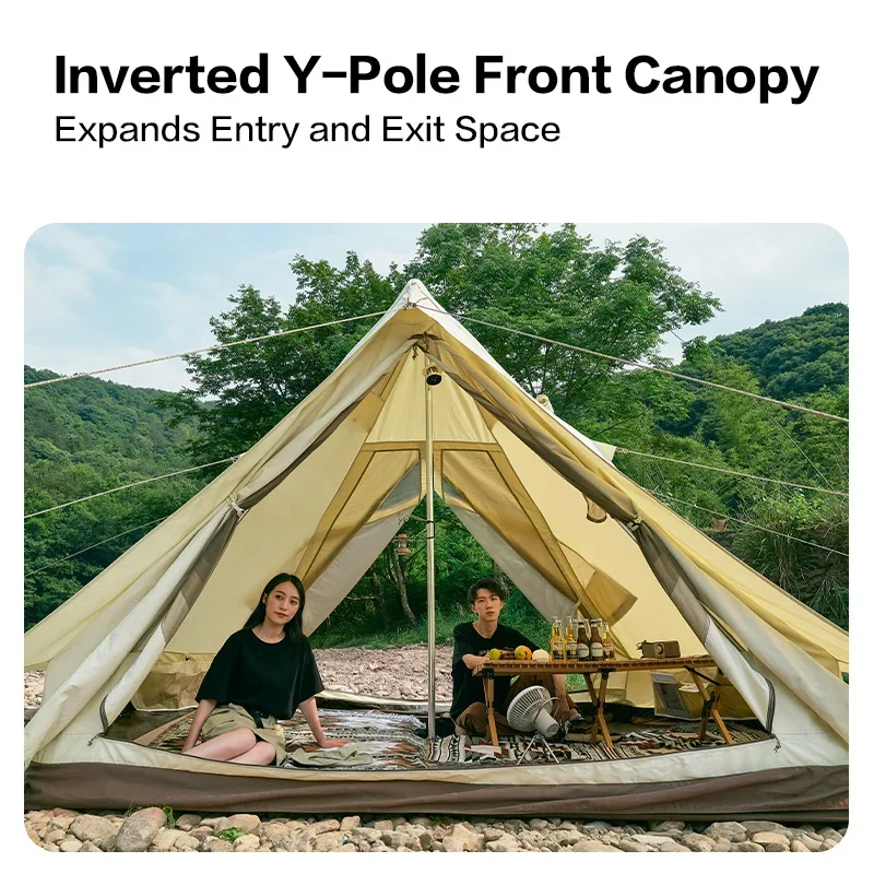 Camping Era 240 Cotton Tent 3-4 Person  Front Hall Tent Double Door With Chimney Mouth Breathable Rainproof New