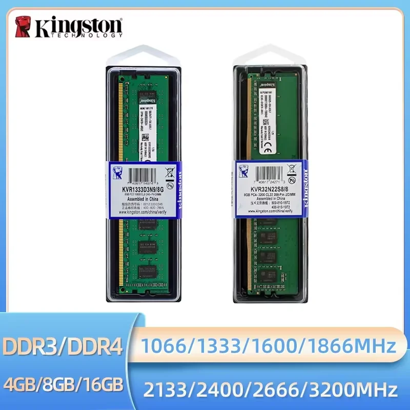 Kingston Memoria Ram 4 GB 8 GB 16 GB DDR3 1600 1066 1333 1866 MHz DDR4 3200 2133 2400 2666 MHz Desktop-Speicher Nicht-ECC-DIMM-Speicher Ram