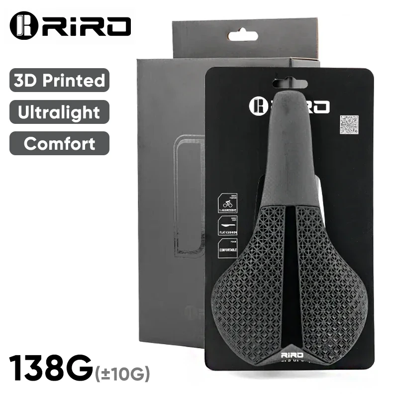 

RIRO 3D Printed Bike Saddle Carbon Fiber Ultralight Bicycle Seat Cushion Hollow Comfortable MTB Gravel Road Cycling Seat Parts