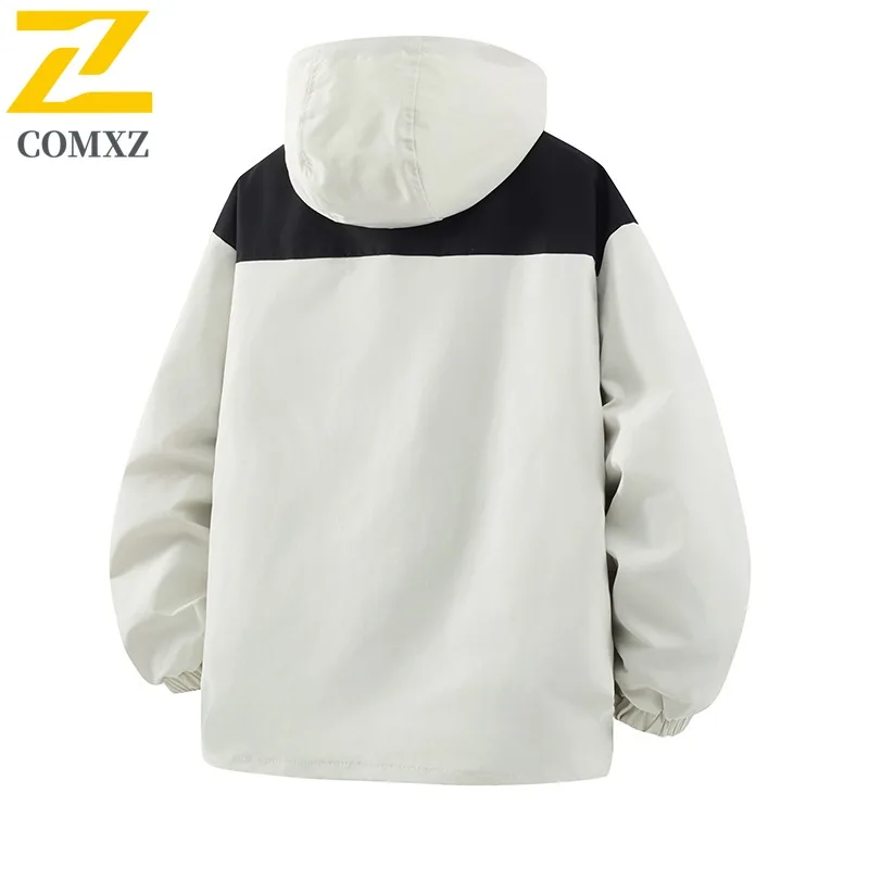 COMXZ Men Hooded Jacket 2025 Fashion Classic Outdoor Waterproof Windproof Adventure Climbing Hunting Jackets Autumn Travel Coat