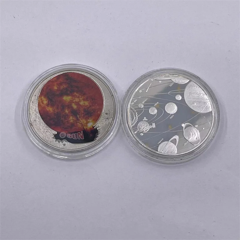 10types Solar System Silver Coins SOLAR SYSTEM. COIN COLLECTION PLANETS. EARTH.MARS.SUN Souvenirs Coin