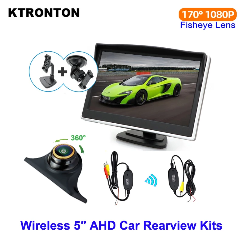 

Беспроводная 5-дюймовая AHD автомобильная резервная камера заднего вида, монитор, объектив «рыбий глаз», ночное видение, проводной комплект для парковки заднего вида