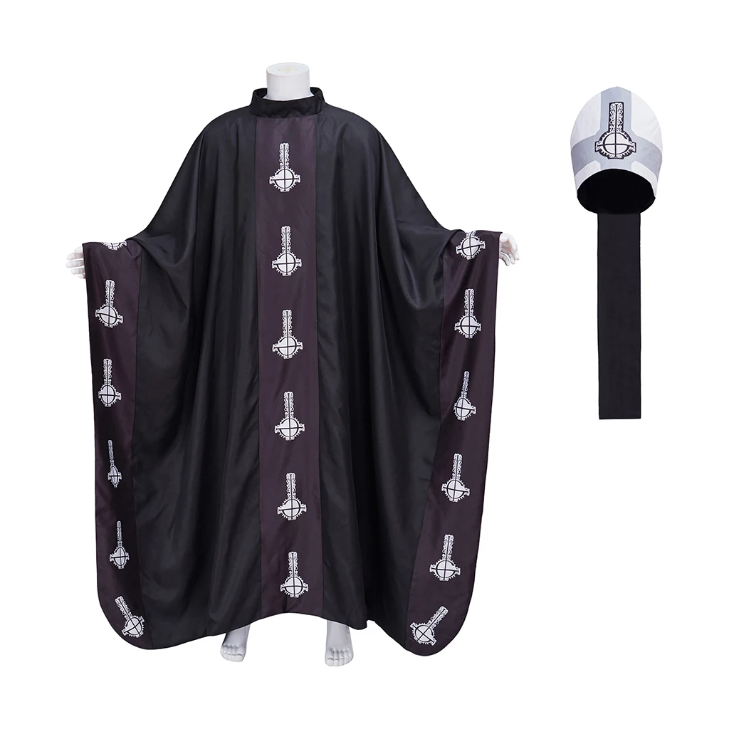 

Custom Made Band Papa Emeritus Cosplay Costume Halloween Carnival Stage Performance Cape Black Ghost Cloak With Hat for Adult