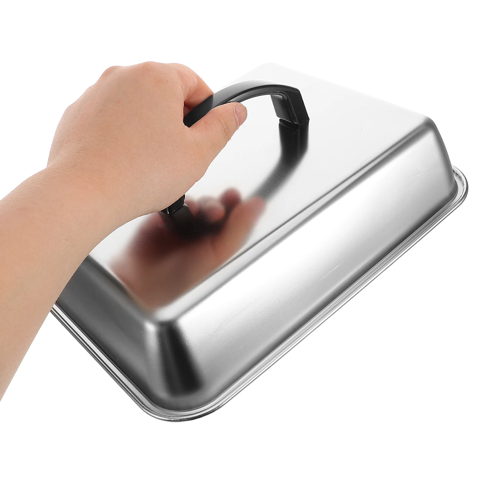 

Rectangular BBQ Cover Grilling Pans Grill Covers Heat Resistant Easy Clean Silver Cooking Accessories Griddle Lid