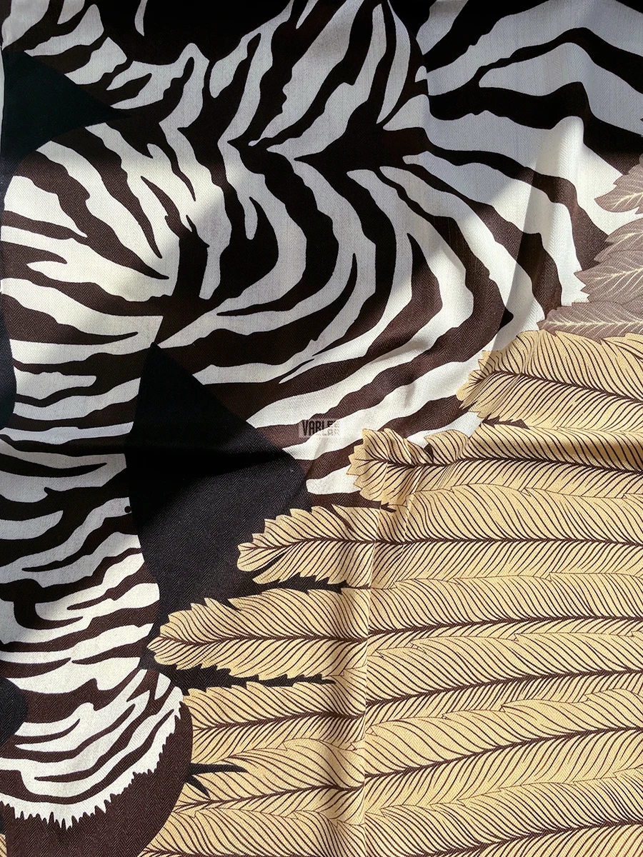 Zebra Cashmere Silk Scarf Women Brand Designer Winter Square Large Soft Shawl Hair Bag Accessories Gift Hand Rolled Edge 130