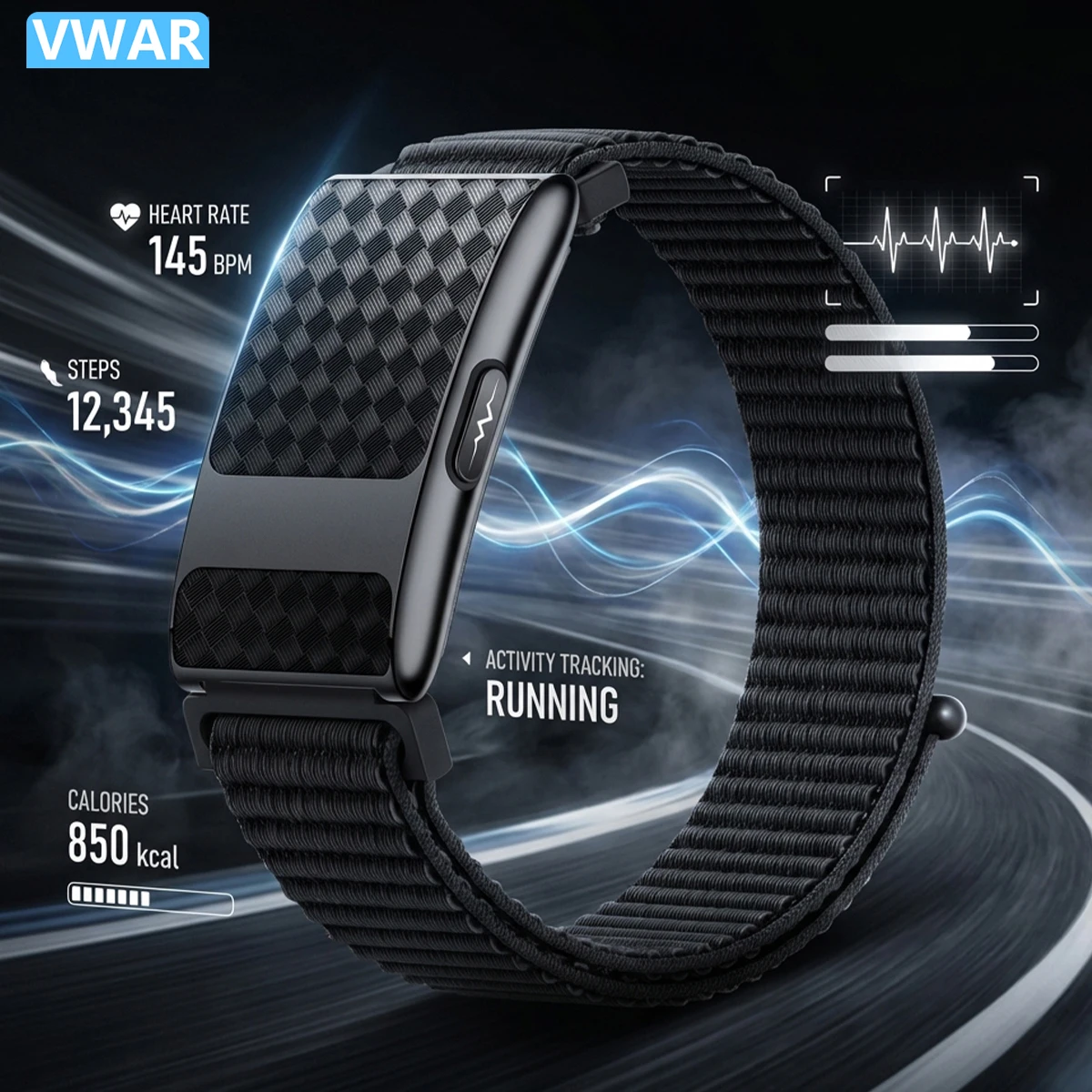 

VWAR Flow Screenless Fitness Tracker ECG+PPG SpO2 Sport Smart Bracelet Heart Rate Blood Pressure Monitor Pedometer Smartwatch