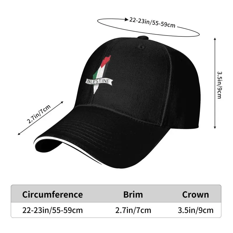 Palestine Flag Map Sticker Baseball Cap Casual Snapback Peaked Cap Unisex Sandwich Caps Sun Visor Bucket Hat Golf Hats view 5