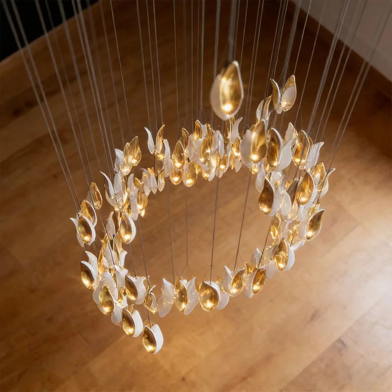 

Modern Nordic Blue Hardware Lustre Chandelier, Dimmable Pendant Lamp for Dining Room & Villa, Trendy Decor for Ceilings