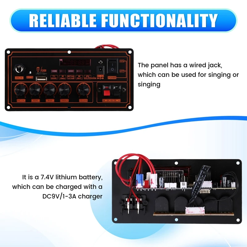 2X20 واط 12 فولت بلوتوث مكبر للصوت مجلس شحن المتكلم دعم بلوتوث Aux تسجيل المسرح المنزلي لتقوم بها بنفسك مكبر للصوت