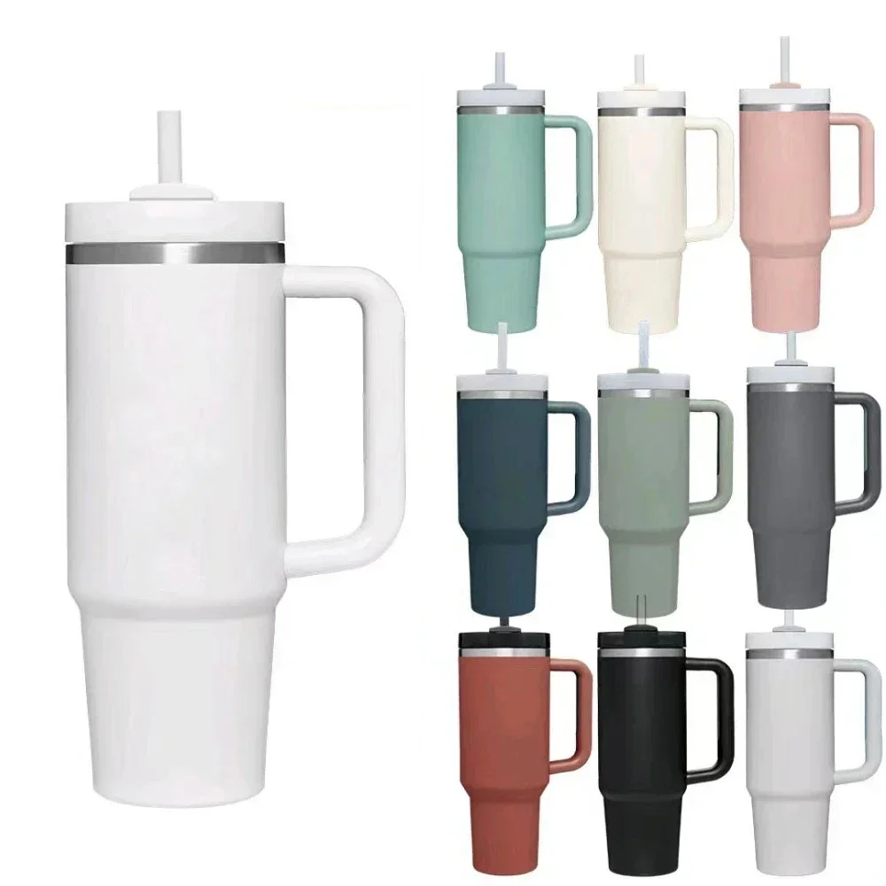 Stainless Steel Cup with Straw, Portable Car Cup, Large Capacity, Insulation and Cooling Cup