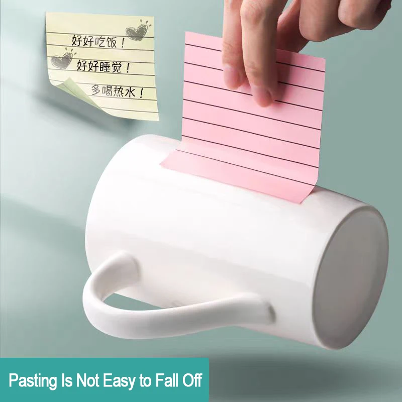 200sheets Line Sticky Notes 4 Colors Portable Student Note Marker Writing Sticky Notes Self-Adhesive Easy To Apply Notepad