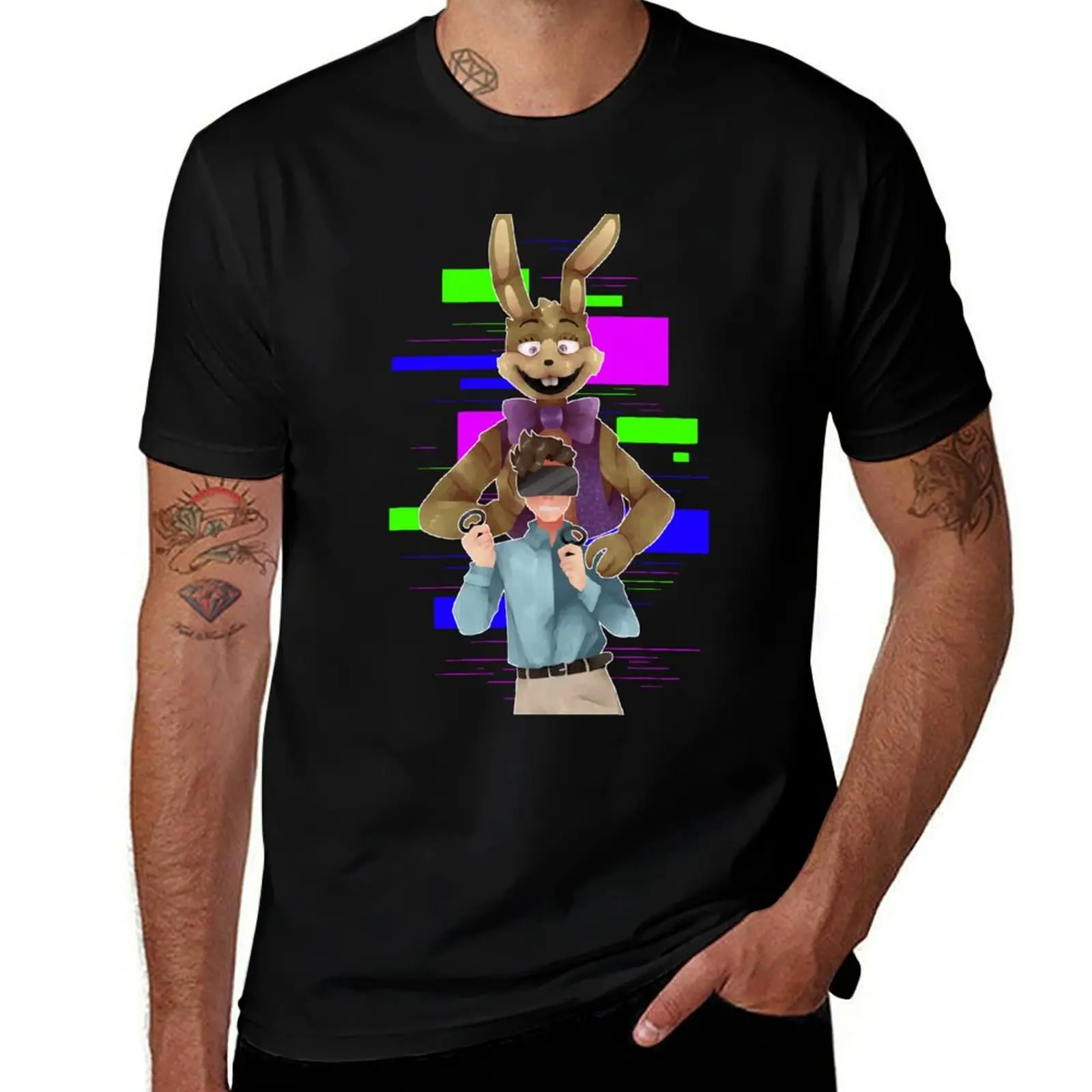 

Play Through the Glitches - FNaF: VR T-Shirt blue archive shirts graphic tee t shirt men