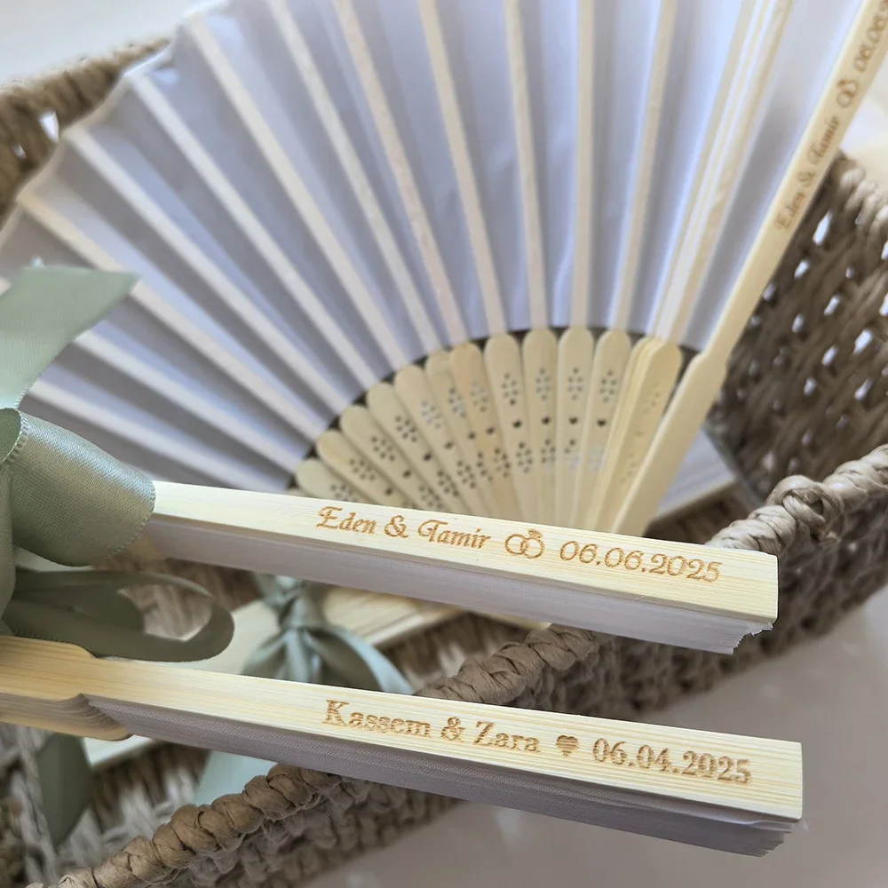 Personalized wedding fabric fan, elegant folding hand fan, wedding decoration, guest gifts, customized  name
