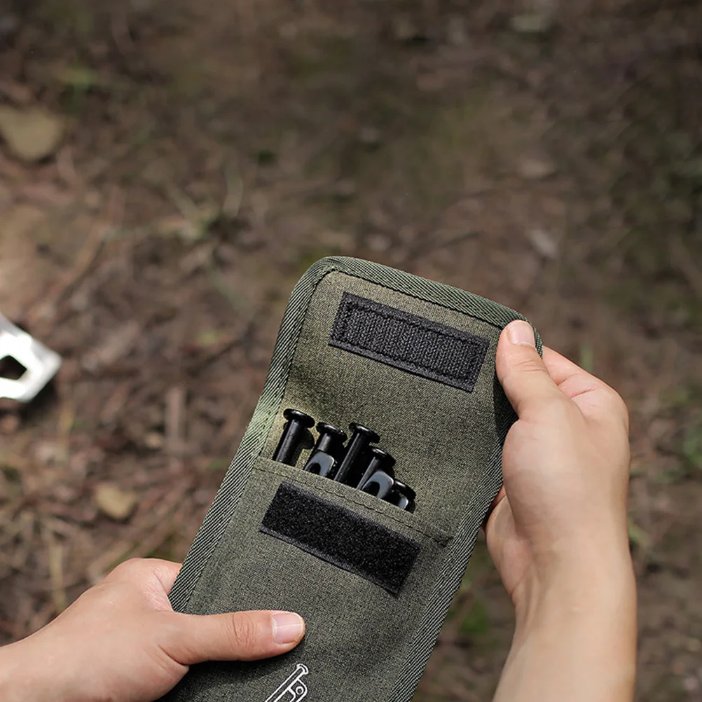 

2pcs Tent Pegs Bag Portable Floor Nail Storage Bags for Camping Hiking Polyester Material Lightweight Practical Design Dark