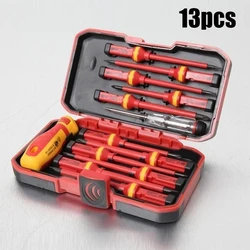 Electrician Repair Tools Kit 13pcs 1000V Changeable Insulated Screwdrivers Set with Magnetic Slotted Bits