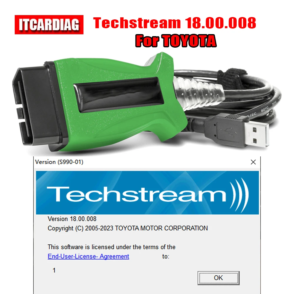 DLC3 Techstream 18.00.008 For TOYOTA 2 TOYOTA2 TIS J2534 Passthru  OBD2 OBDII Auto Car Diagnostic Cable Scanner Till 2023 Years