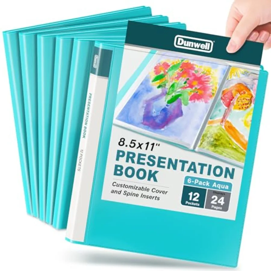

Presentation Binder 12-Pocket, Displays 24 Pages, 8.5x11 Portfolio Binder with Plastic Sleeves, Storage and Organizer for Docum