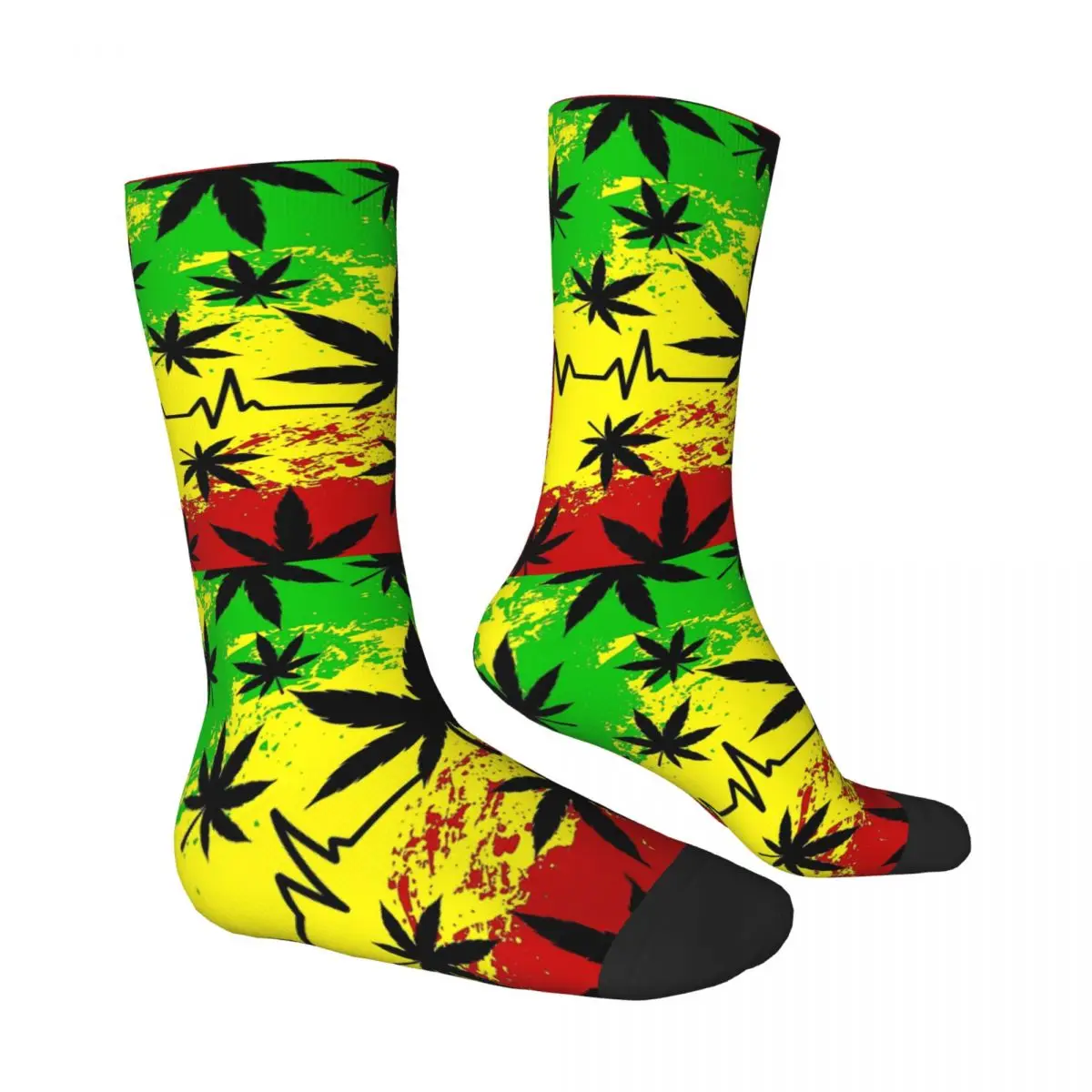 Cannabis Leaf Plant Marijuana Weed Reggae Rasta Jamaican Men Women Socks Cycling Novelty Spring Summer Autumn Winter Stockings